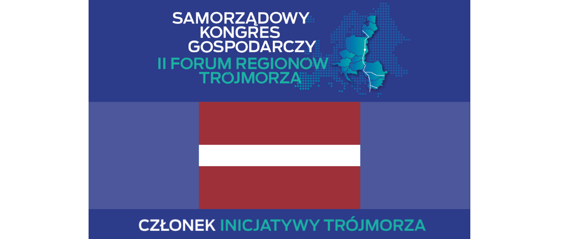 Plansza Samorządowy Kongres Trójmorza. Flaga Łotwy.