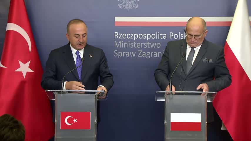 Spotkanie ministrów spraw zagranicznych Polski i Turcji Zbigniew Raua oraz Mevluta Cavusoglu.