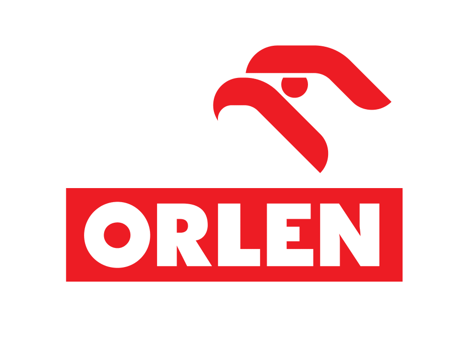 PKN Orlen. Logo biało-czerwone przedstawiające głowę orła.